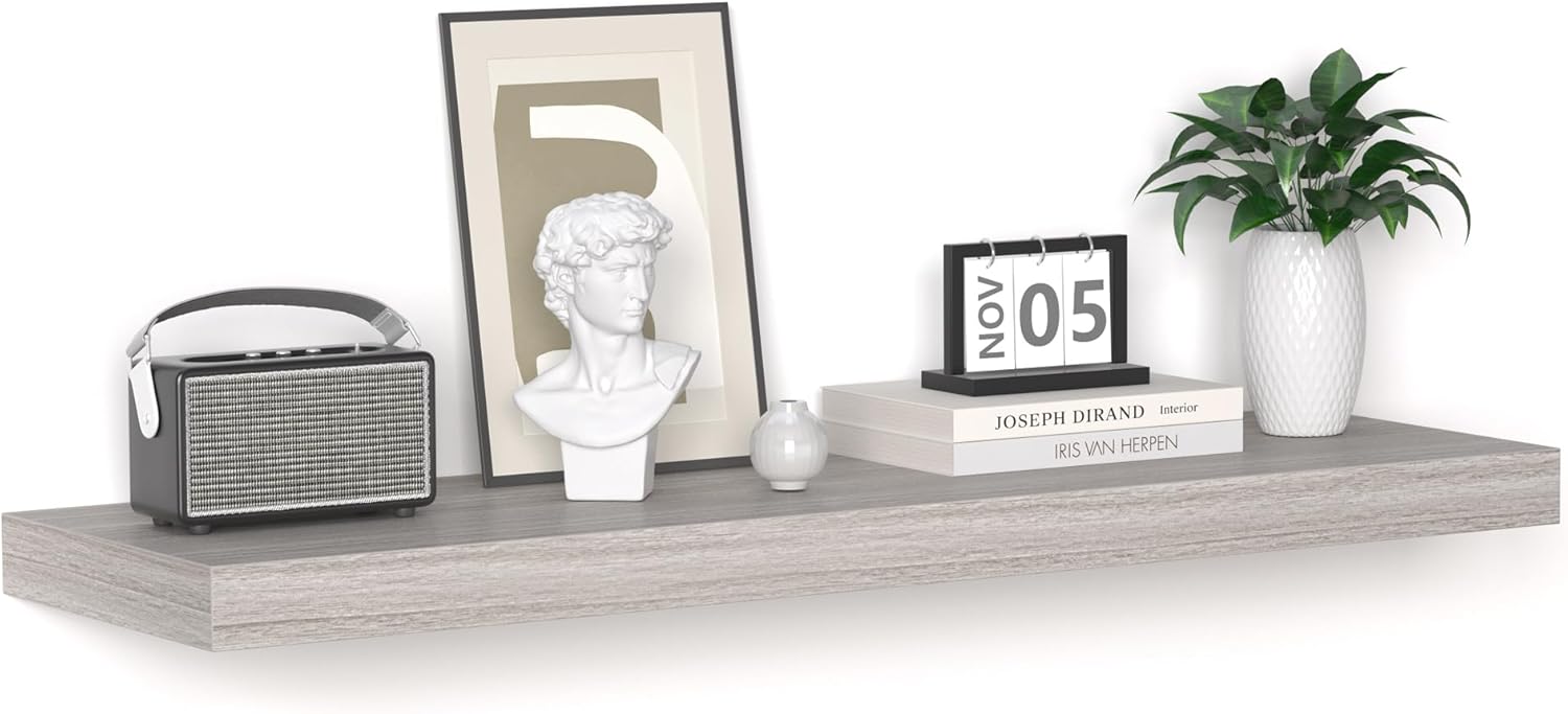 Fun Memories Floating Shelves - 16 Inch Wall Shelf for Decor & Storage - Wall Mounted Display Shelving with Invisible Heavy-Duty Metal Bracket 2Pack, Walnut