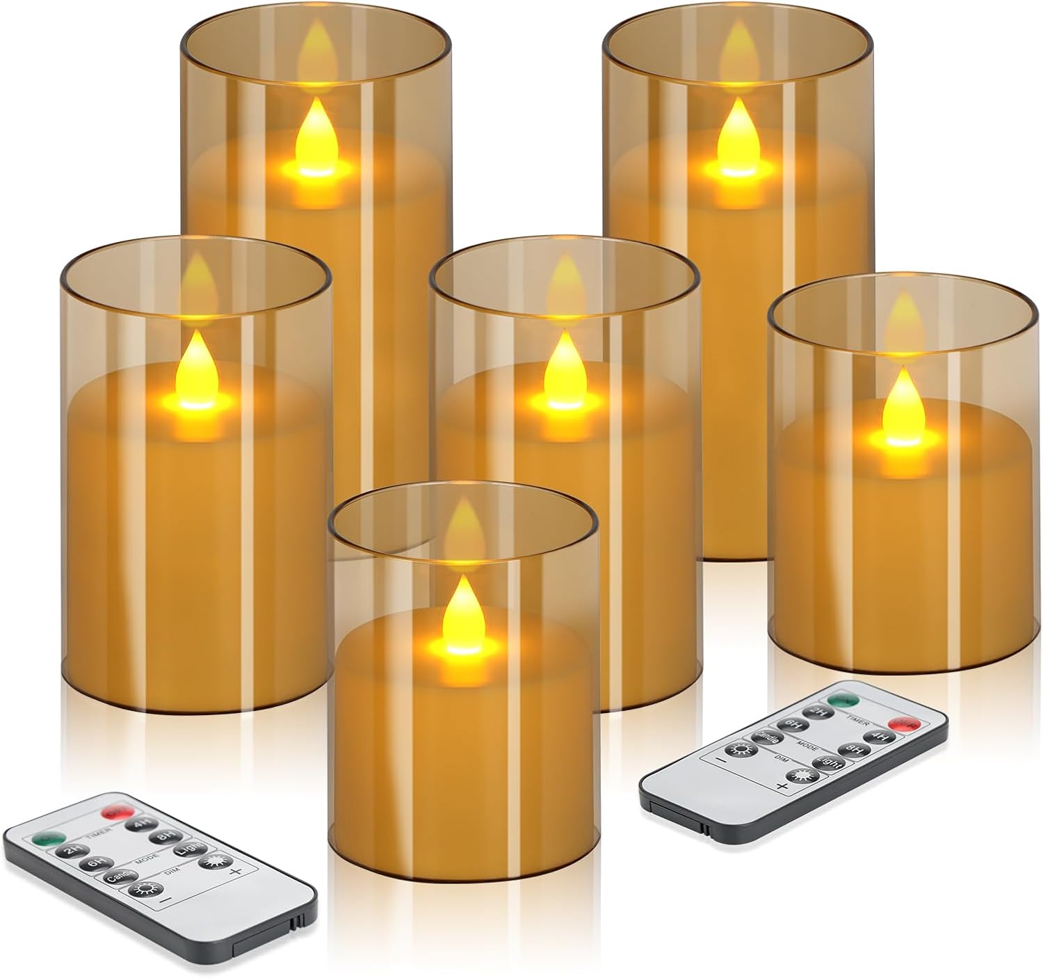 Flameless Candles 4" 5" 6" Set of 3 Acrylic Glass Pillars 3" Diameter Battery Operated Flickering Candles Include Remote with Timer for Home Decor Wedding Festival Cafe Restaurant Decor