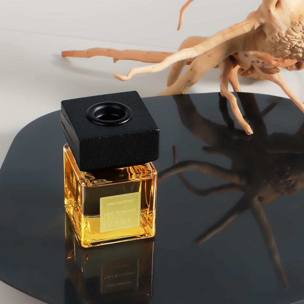 Reed Diffuser Set of 3, White Birch Cedar & Oud Bergamot & Green Tea Essential Oil with 15 Diffuser Sticks, Hotel Collection Bathroom Air Fresheners, 50ml Home Fragrance for Room Decor