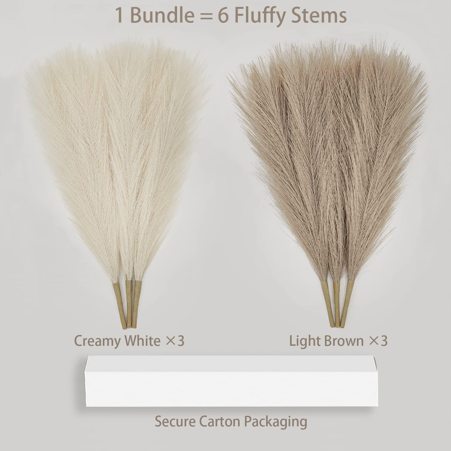 SIMPLECOOL Faux Pampas Grass Decor. 6 Stems 17” Short Artificial Pampas Grass. Room Decor Aesthetic. Boho Decor for Home Living Room, Pompas Floral for Wedding Christmas.