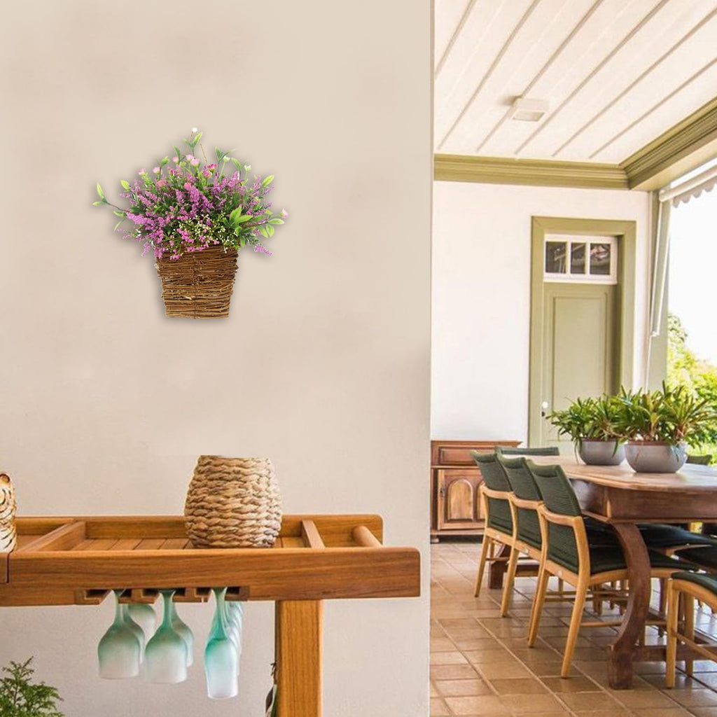 Wildflowers Door Hanging Basket Spring Front Door Wreath Porch Farmhouse Spring Artificial Flowers Home Decor, Hanging Ornament (M)