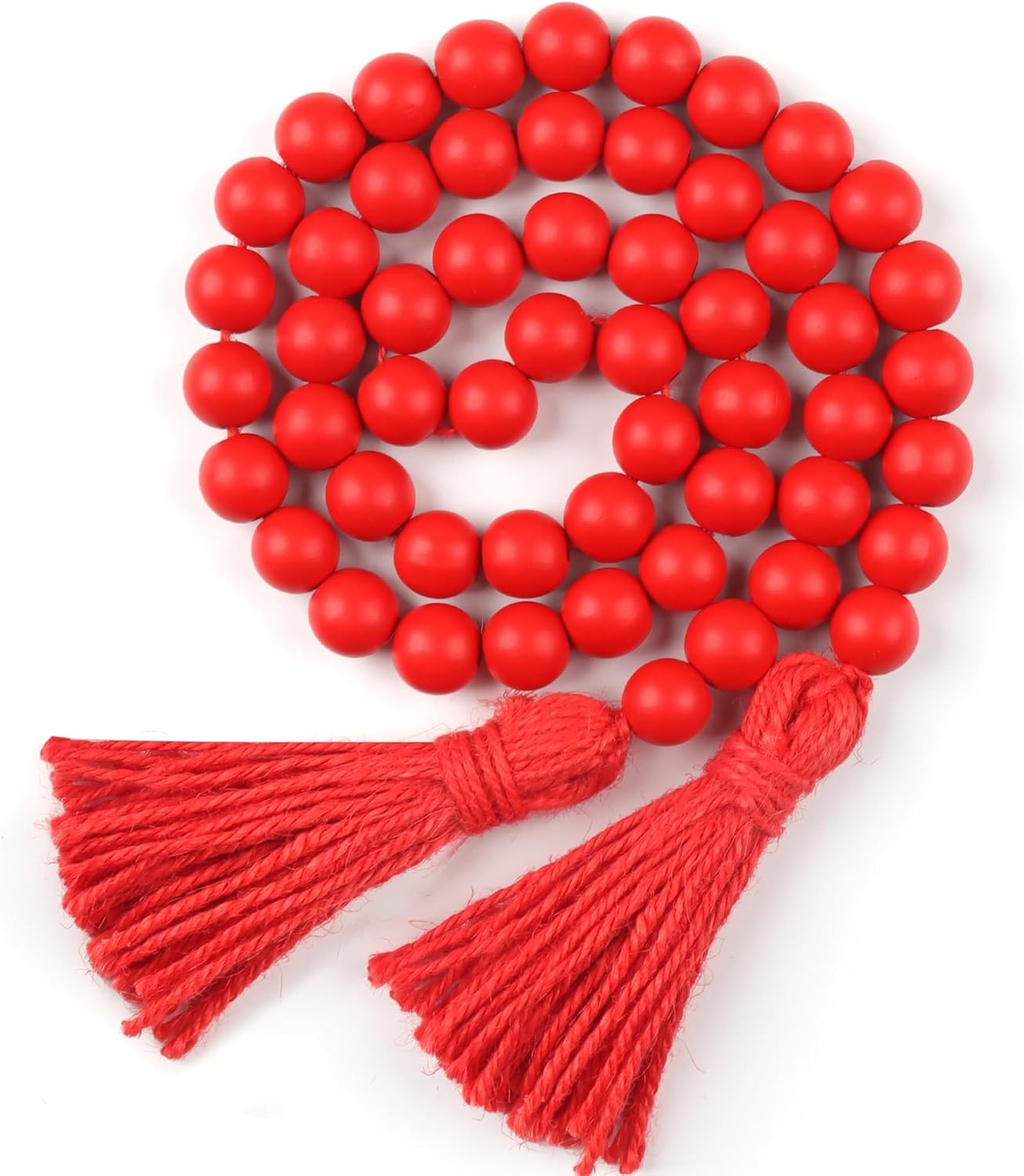 Wood Beads Garland with Tassels Farmhouse Rustic Prayer Boho Beads for Boho Home Decor, Wall Hanging Decoration (Black)