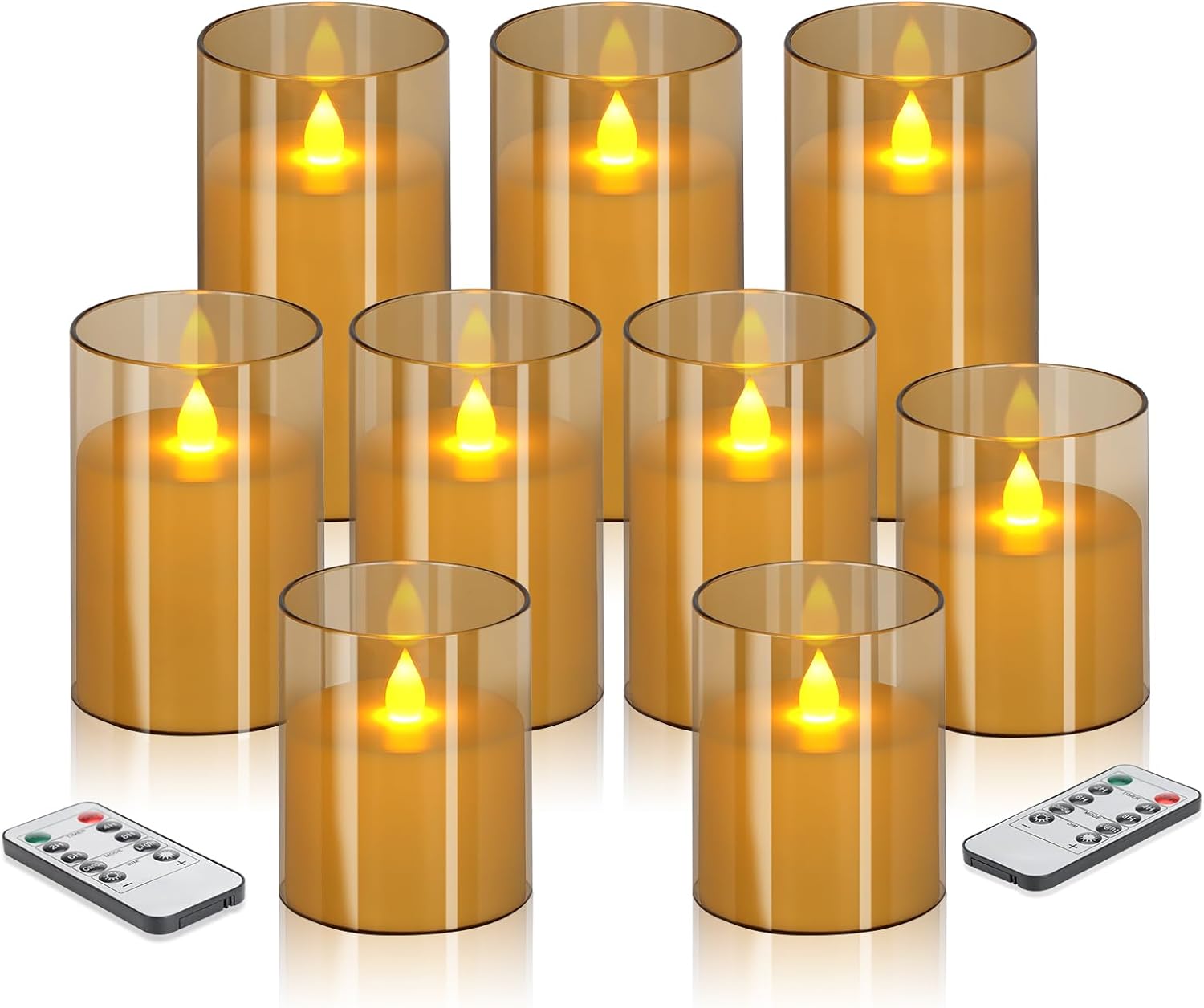 Flameless Candles 4" 5" 6" Set of 3 Acrylic Glass Pillars 3" Diameter Battery Operated Flickering Candles Include Remote with Timer for Home Decor Wedding Festival Cafe Restaurant Decor