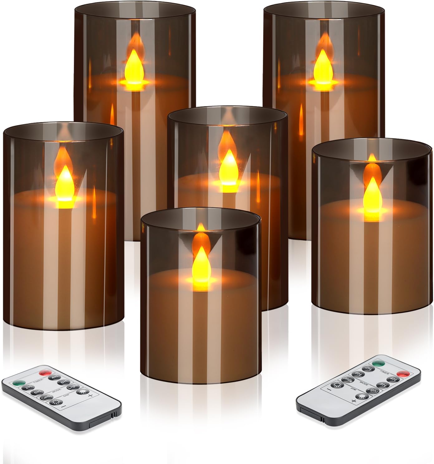 Flameless Candles 4" 5" 6" Set of 3 Acrylic Glass Pillars 3" Diameter Battery Operated Flickering Candles Include Remote with Timer for Home Decor Wedding Festival Cafe Restaurant Decor