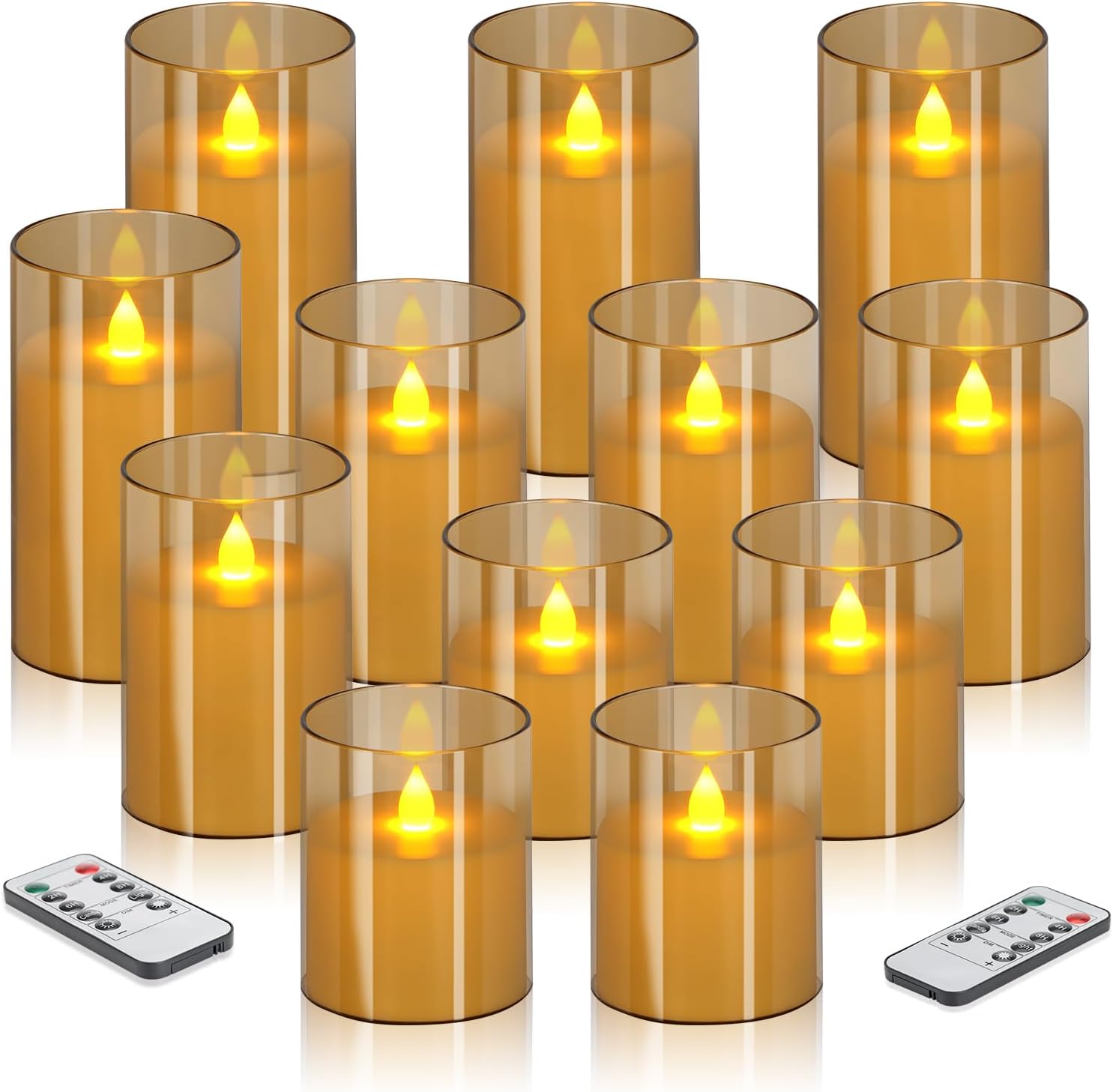 Flameless Candles 4" 5" 6" Set of 3 Acrylic Glass Pillars 3" Diameter Battery Operated Flickering Candles Include Remote with Timer for Home Decor Wedding Festival Cafe Restaurant Decor
