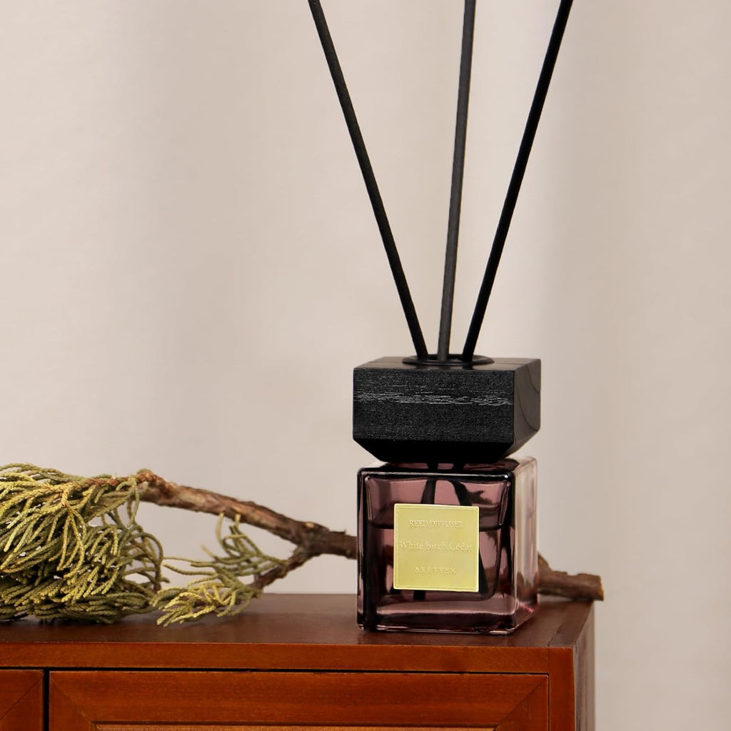 Reed Diffuser Set of 3, White Birch Cedar & Oud Bergamot & Green Tea Essential Oil with 15 Diffuser Sticks, Hotel Collection Bathroom Air Fresheners, 50ml Home Fragrance for Room Decor