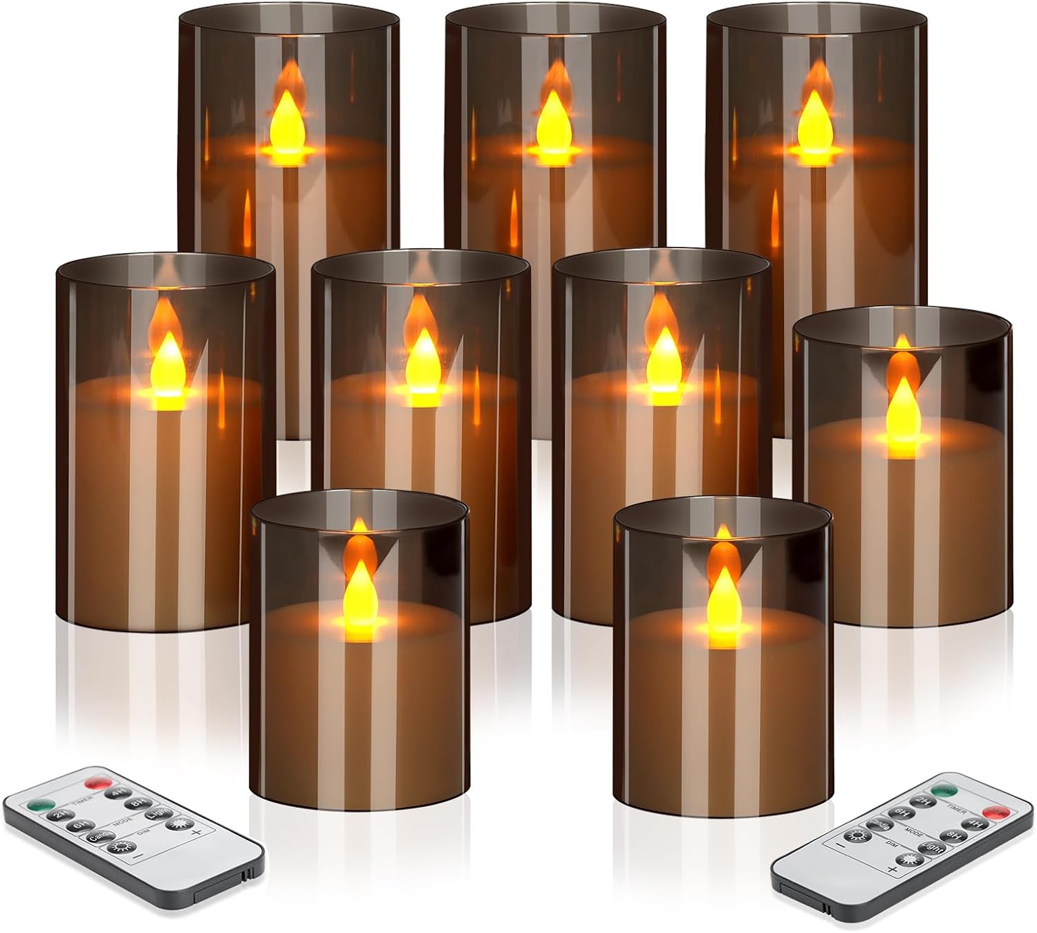 Flameless Candles 4" 5" 6" Set of 3 Acrylic Glass Pillars 3" Diameter Battery Operated Flickering Candles Include Remote with Timer for Home Decor Wedding Festival Cafe Restaurant Decor