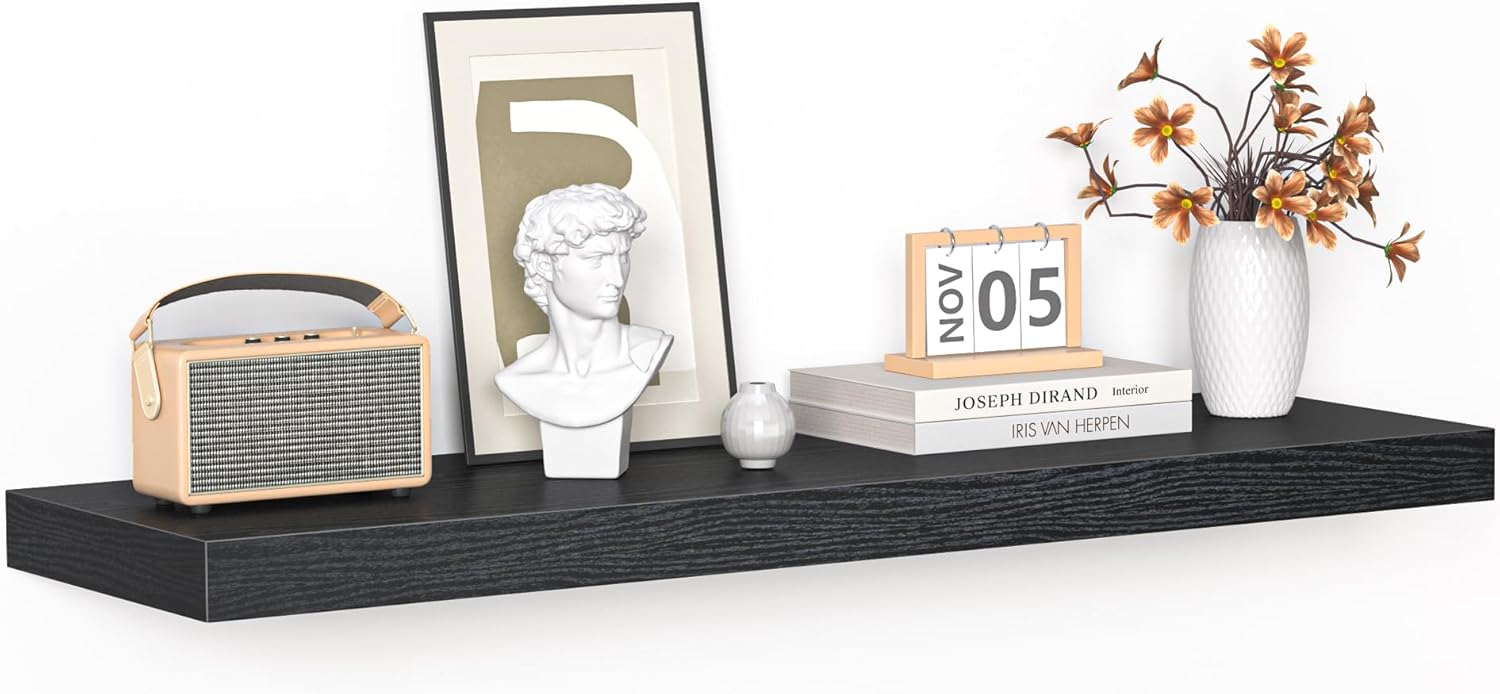 Fun Memories Floating Shelves - 16 Inch Wall Shelf for Decor & Storage - Wall Mounted Display Shelving with Invisible Heavy-Duty Metal Bracket 2Pack, Walnut