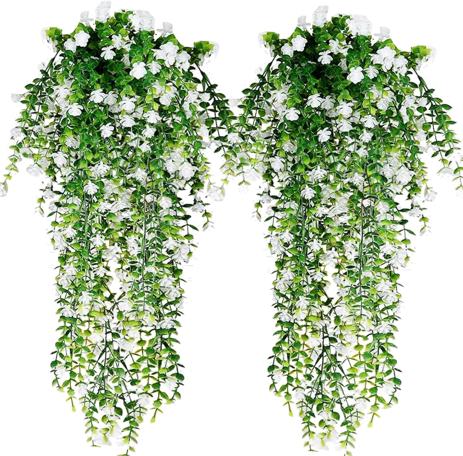 Toprooms 2 Pack Fake Hanging Plants with Pot,Artificial Hanging Plant Fake Plants Faux Ivy Vine Wall Hanging Plants Greenery Shelf Home Office Indoor Outdoor Decor(2 Potted)