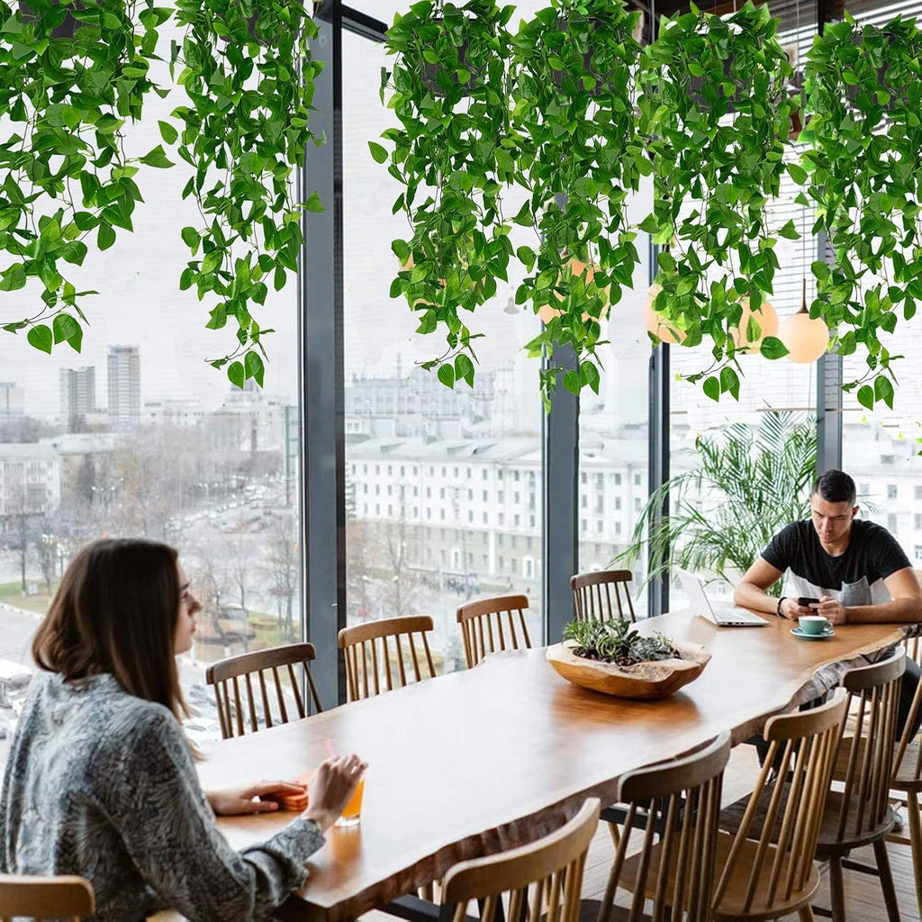 Toprooms 2 Pack Fake Hanging Plants with Pot,Artificial Hanging Plant Fake Plants Faux Ivy Vine Wall Hanging Plants Greenery Shelf Home Office Indoor Outdoor Decor(2 Potted)