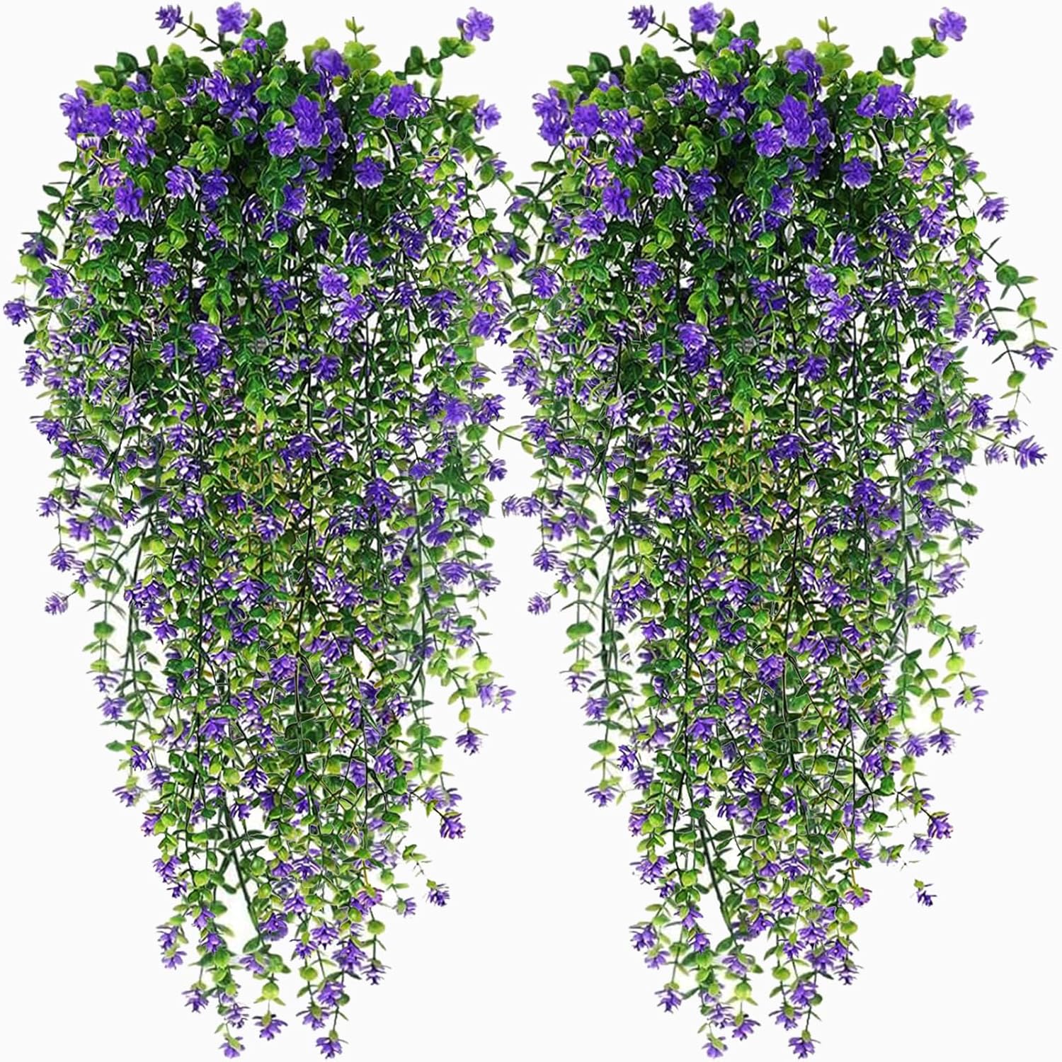 Toprooms 2 Pack Fake Hanging Plants with Pot,Artificial Hanging Plant Fake Plants Faux Ivy Vine Wall Hanging Plants Greenery Shelf Home Office Indoor Outdoor Decor(2 Potted)